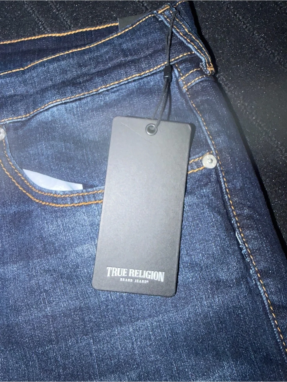 True Religion Men's Dark Indigo Straight Jeans